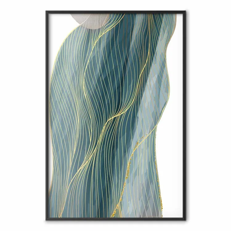 Turquoise Wave - elegant abstraction in bottle green color