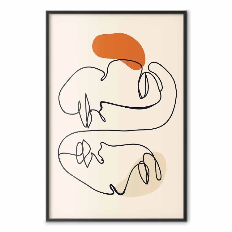 Sunny Connection - simple lineart with human faces on a beige background