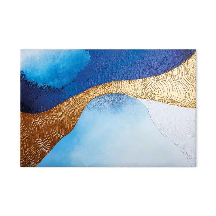 Golden Estuary (1-piece) Wide - modern abstraction in blue