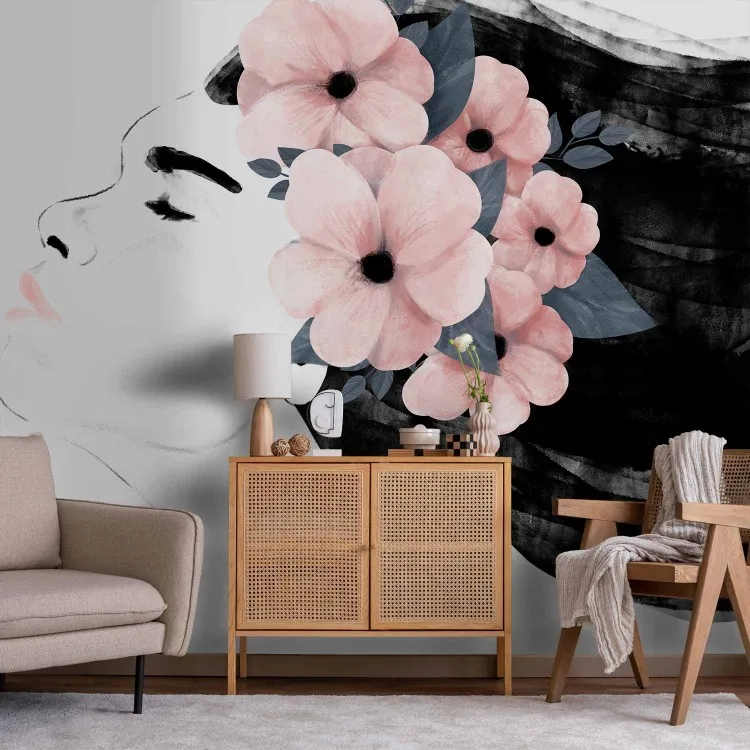 Feminine charm - a composition depicting the face and flowers face