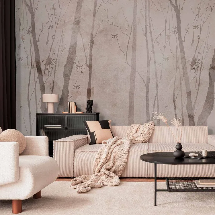 Minimalist beige forest - treescape with subtle patterns