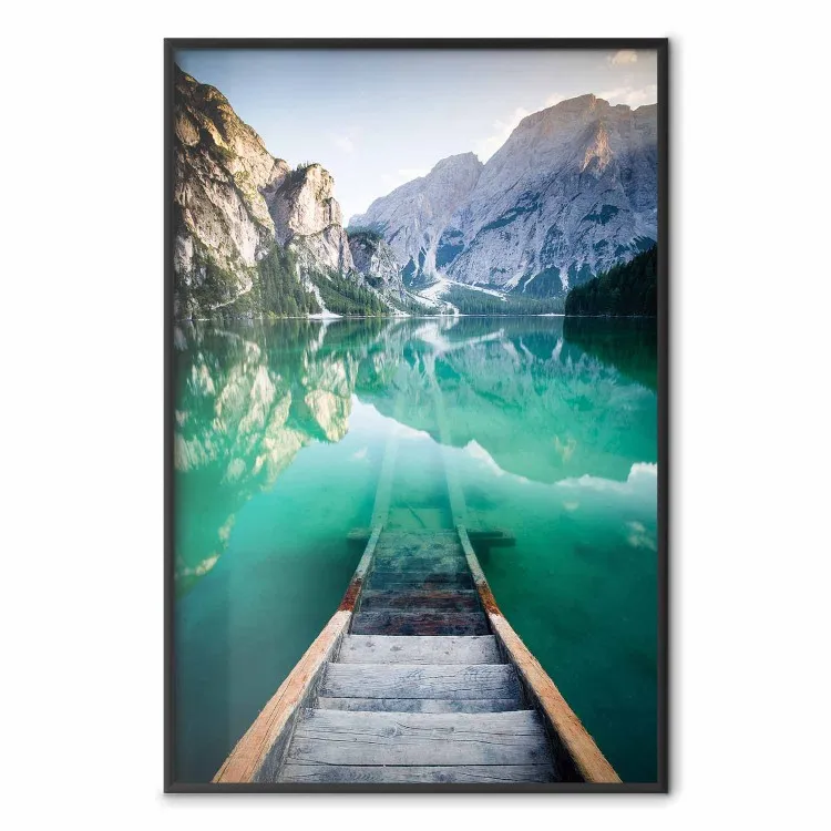 Beginning of Adventure - landscape of a azure lake against high mountains