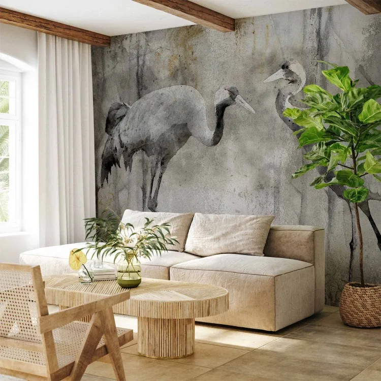 Spring Love Birds - Crane Theme in Shades of Gray