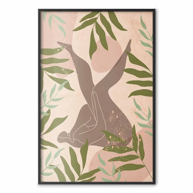 Rest with Nature - woman in a botanical composition on a light background