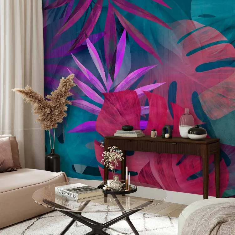Magic of leaves - abstraction in shades of violet and blue color