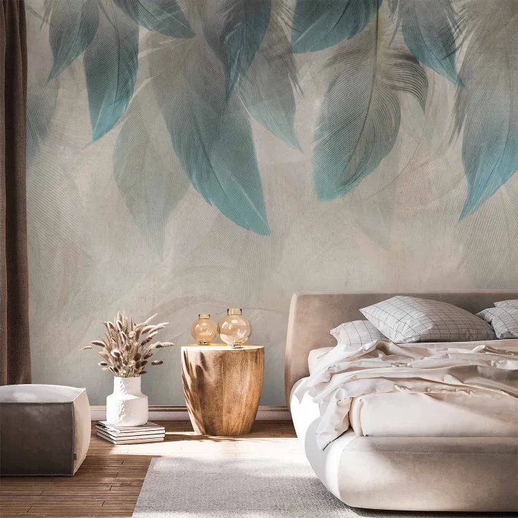 Forest of Feathers - a bright gray and blue composition