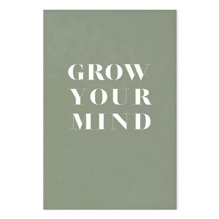 Grow Your Mind (1-piece) Vertical - white text on olive background