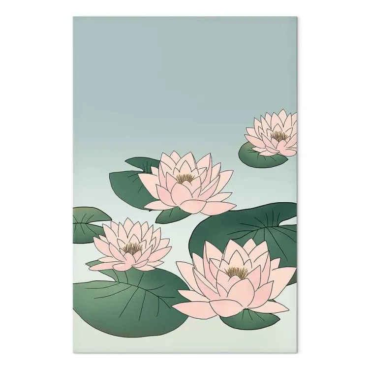Pink Water Lilies (1-piece) Vertical - landscape with flowers on water