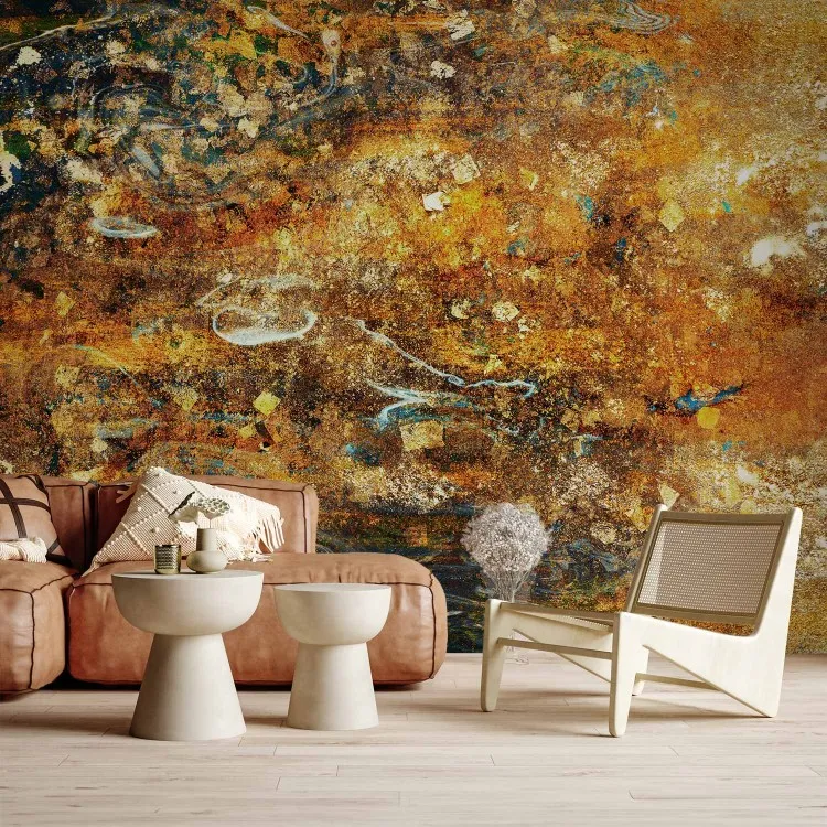 Escaping thoughts - abstract gold composition with black patterns