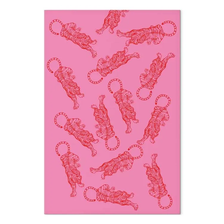 Dancing Tigers (1-piece) Vertical - wild cats on a pink background