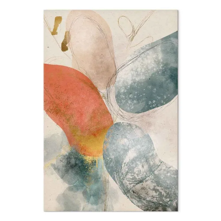 Rounded Shapes (1-piece) Vertical - abstraction in pastel colors