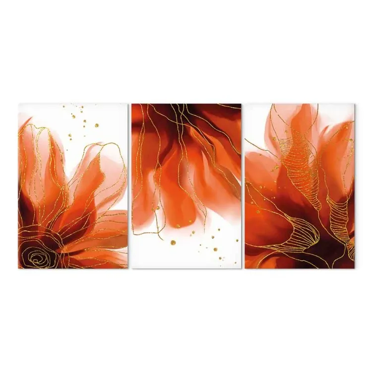 Three Fiery Flowers (3-piece) - abstraction with floral motif