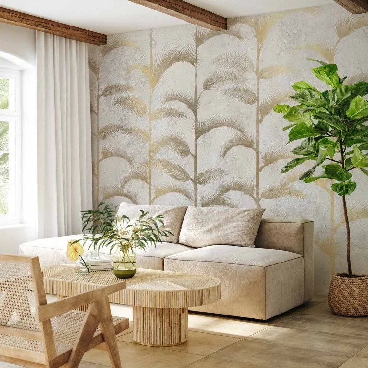Delicate palm grove - abstract with golden palms in art deco style