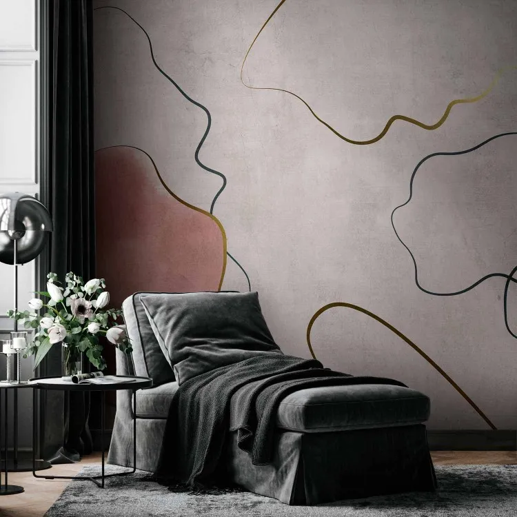 Soothing abstraction - composition of streamlined shapes on a pink background