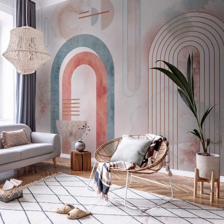 Abstraction - geometric background in shades of blue and red