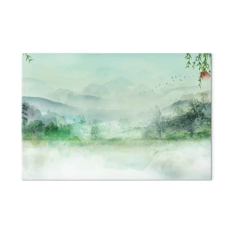 Misty Landscape (1-piece) - green landscape overlooking forest and mountains