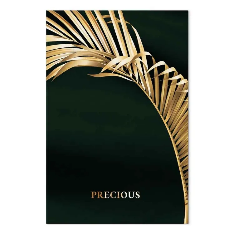 Golden Palm Leaf (1-piece) - exotic landscape on a dark background