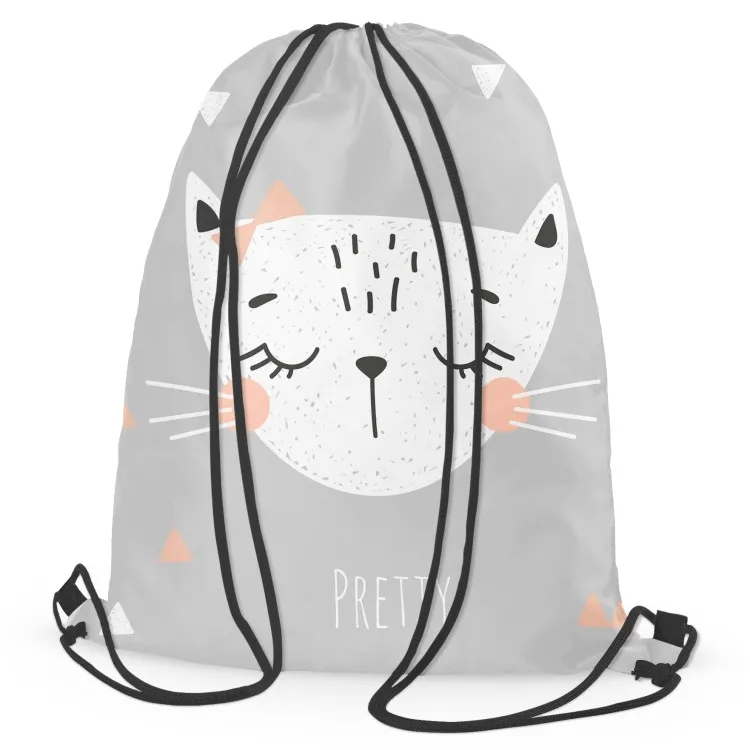 Beauty of a cat - white and ash-grey design with the caption 'Pretty'