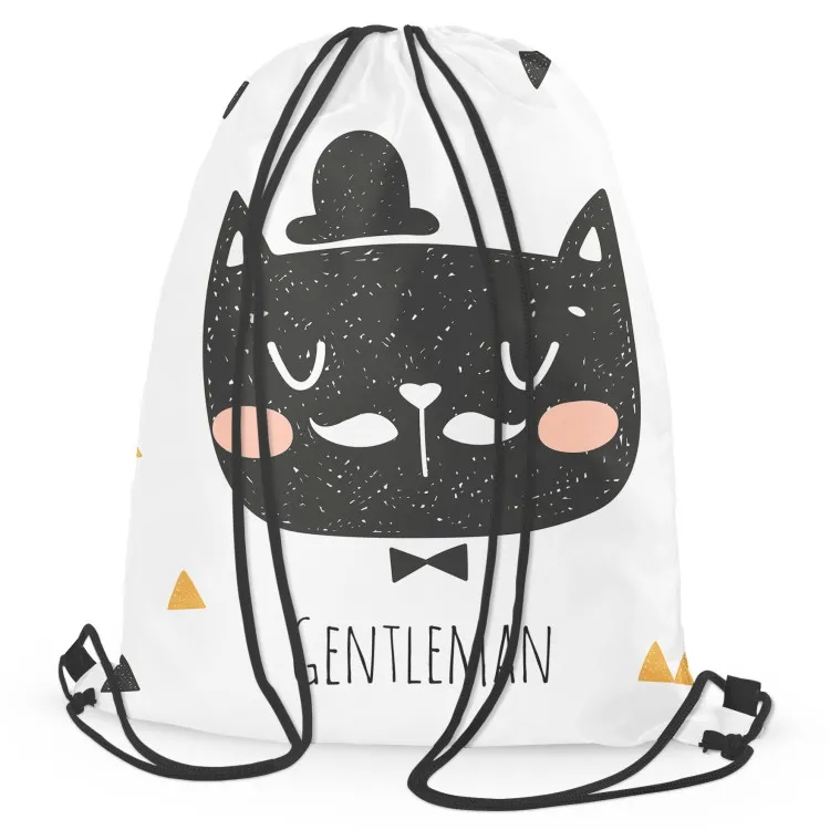 Cat dandy with bowler hat - scandi style illustration with caption