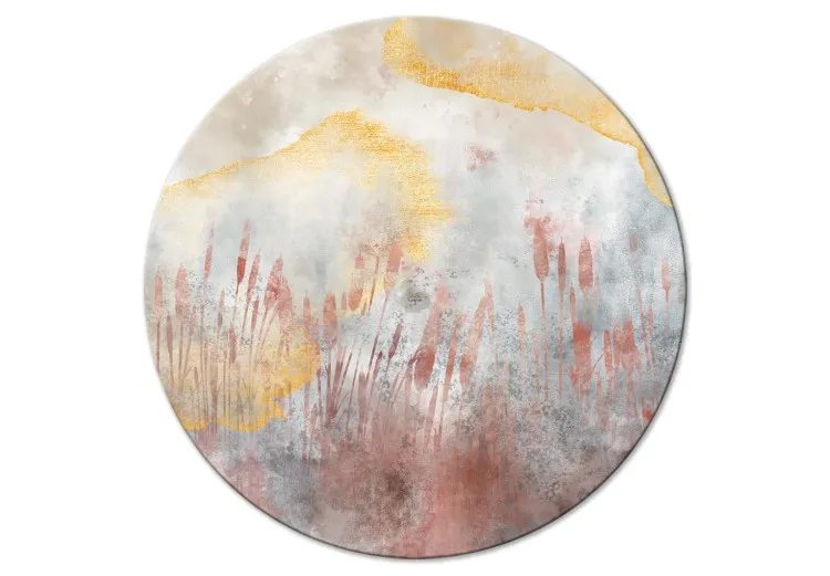 Pink Meadow - Water Grass Painted With Pink Watercolor and Stains of Gold