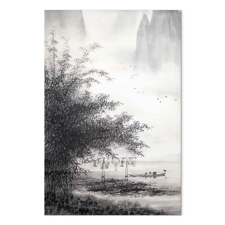 Chinese Painting - Traditional Landscape Painted With Black Ink