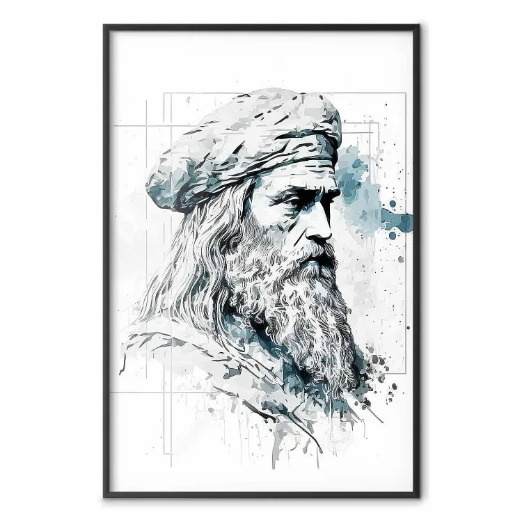 Da Vinci - A Black and White Portrait of the Artist Generated by AI