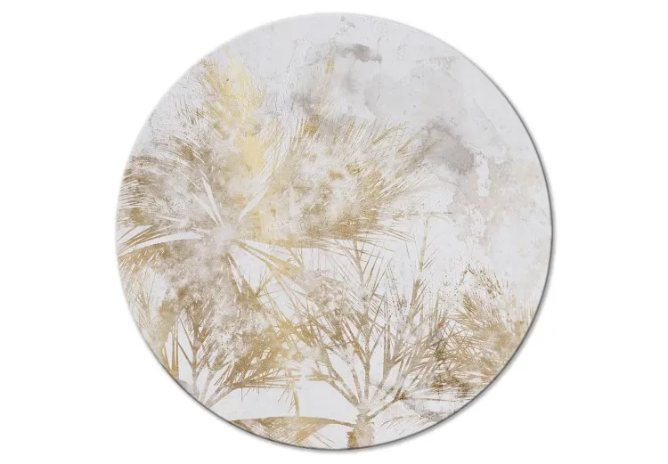 Tropical Leaves - Plants in Golden Shades on a Light Background