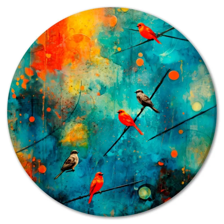 Bird Gathering - Colorful Birds on a Multicolored Abstract Background