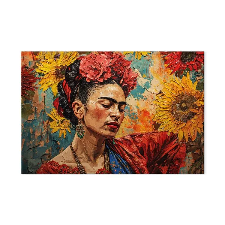 Frida Kahlo - Woman Against a Background of Sunflowers in the Style of Van Gogh’s Paintings [Large Format]