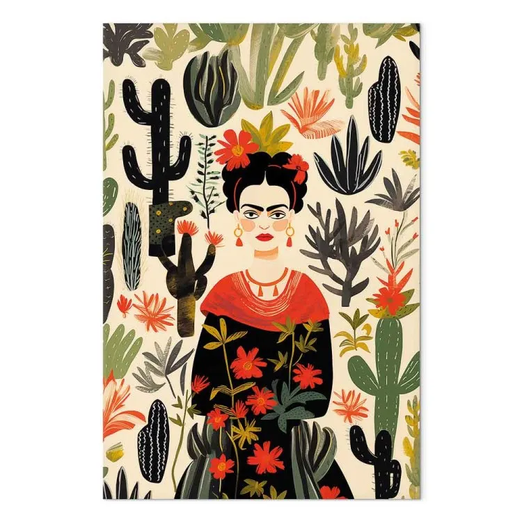 Frida Kahlo - portrait in the middle of desert cactus