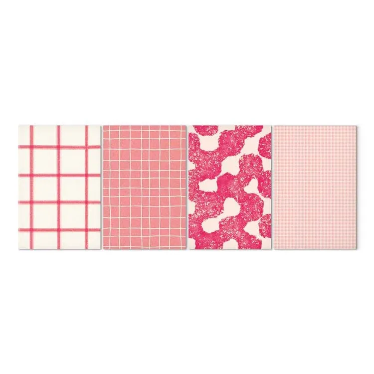 Pink Patterns - Pastel Grids and Blotches on Light Background