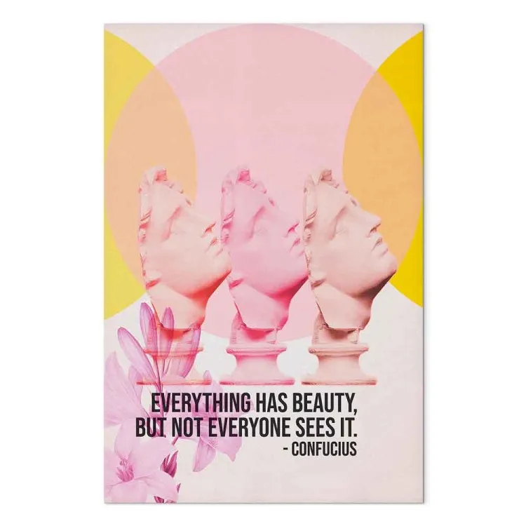 Confucius Speaks - Colorful Busts and Quote About Beauty on Abstract Background