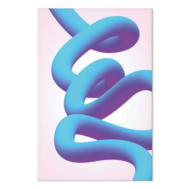 Abstract Formation - Twisted Line in Blue and Purple Shades on Pastel Background