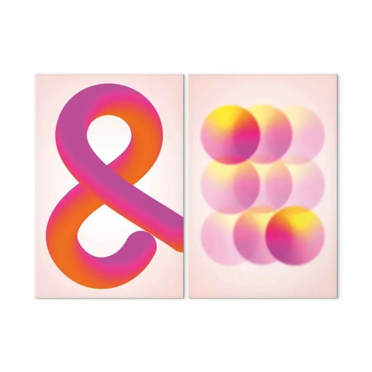 Gradient Symbol - Orange Ampersand and Pink Spheres in Pastel Tones