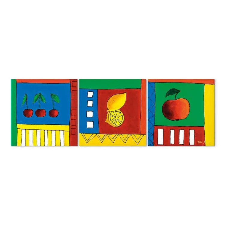 Lemon Cherry Apple (3-piece) - Illustrations on a colorful background
