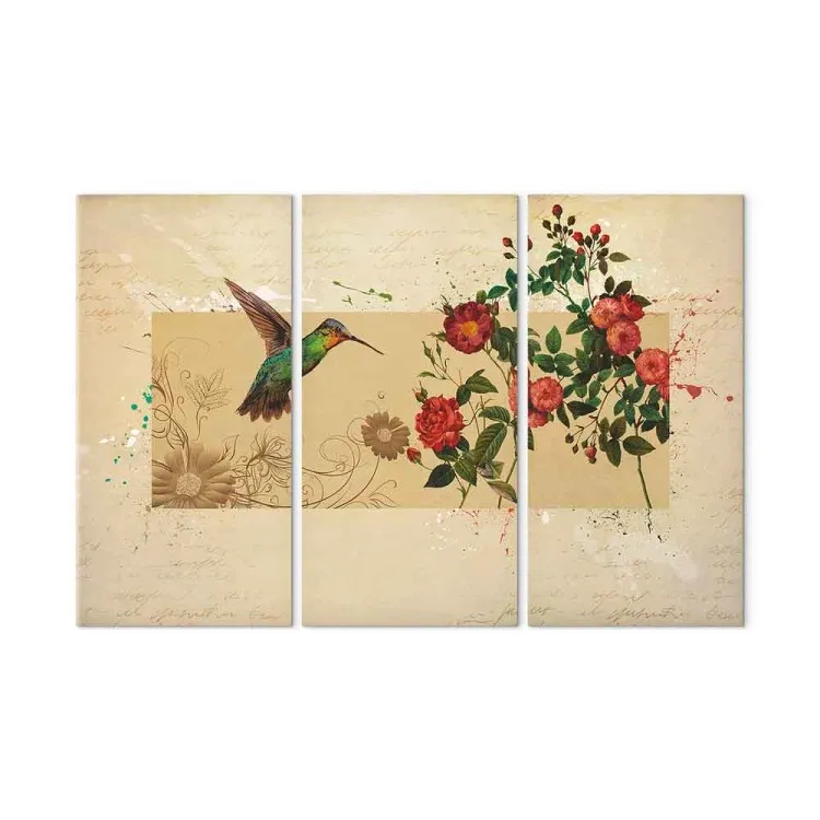 Hummingbird and roses
