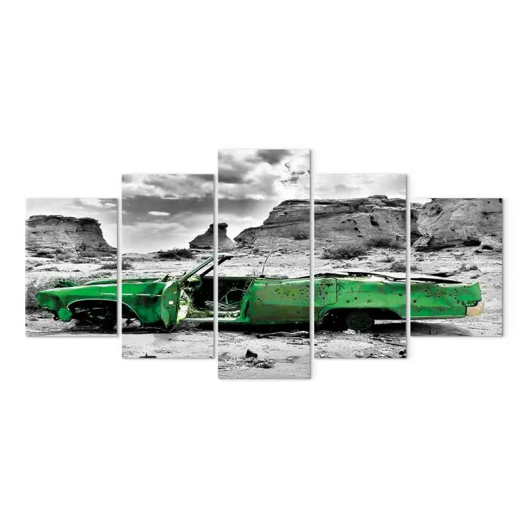 Green retro car at Colorado Desert