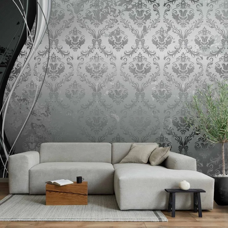 Retro Clouds - Abstraction with Numerous Ornaments in Silver Color