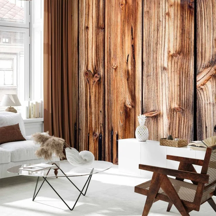 Chamber - brown composition with a texture of irregular planks of wood