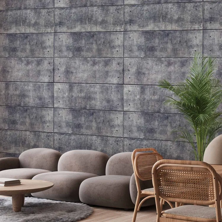 Grey fortress - background with regular rectangles with concrete texture